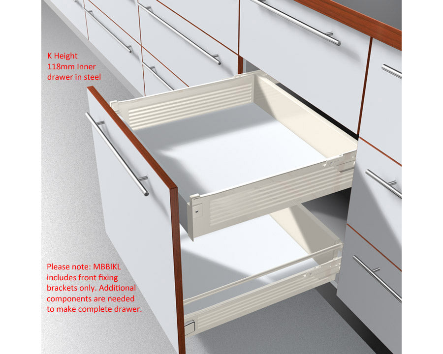 Blum METABOX Front Fixing Bracket, K Height, For INNER Drawer. Left Hand by W&B