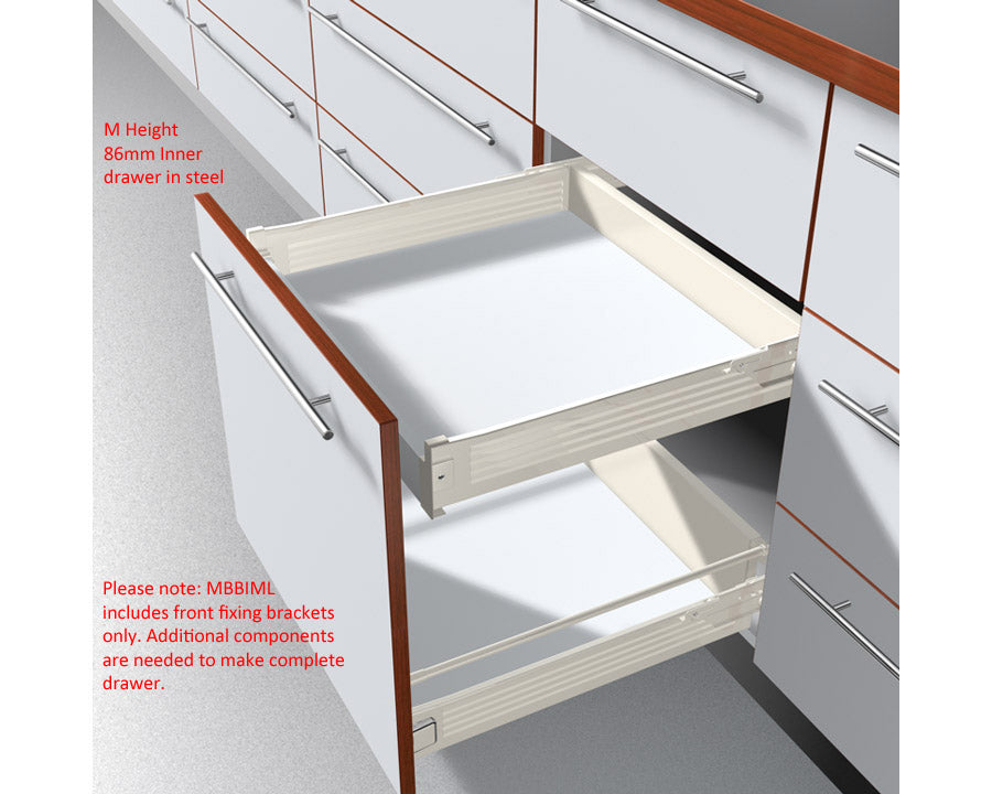 Blum METABOX Front Fixing Bracket, M Height, For INNER Drawer. Left Hand ZIF.3000.03