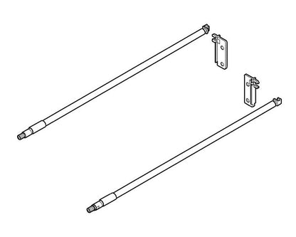 Blum METABOX Longside Gallery Rail In Cream. Size: 550mm. Includes: 2 Gallery Rods And 2 Gallery Back Fixings ZRE.521S.ID