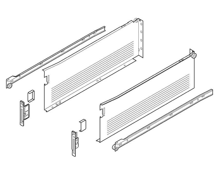 Blum METABOX Single Extension Steel Sides 150mm X 450mm. *Sides And Runners Only* 320H4500C15