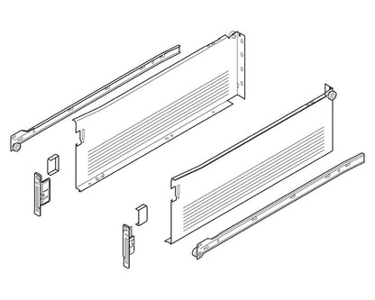 Blum METABOX Single Extension Steel Sides 150mm X 450mm. *Sides And Runners Only* 320H4500C15