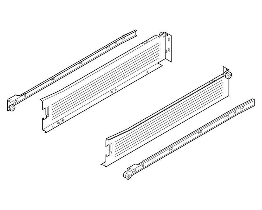 Blum METABOX Single Extension Steel Sides. 86mm X 400mm. *Sides And Runners Only* 320M4000C15