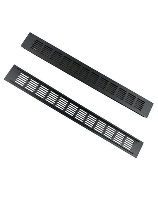 Multi-function air vent grille in matt black aluminium 500 x 60mm ventilation panel for airflow