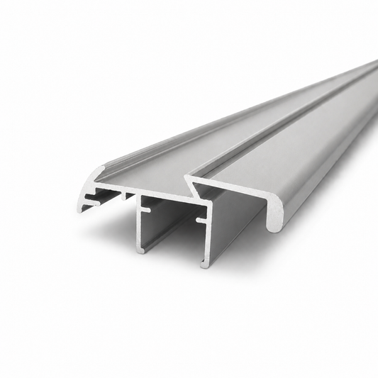 Matt silver semi frameless wardrobe sliding door grip style aluminium profile for wardrobe door frame installation and smooth sliding system performance