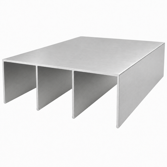 Matt silver aluminium wardrobe top triple track 5.7m system for sliding wardrobe doors and smooth door operation