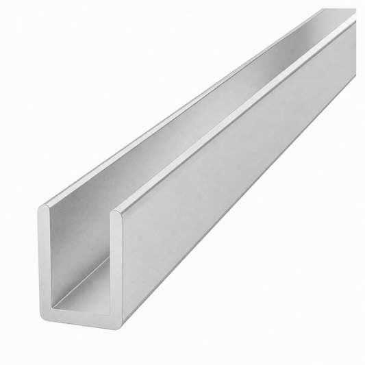 Matt silver aluminium wardrobe U channel 5.5m profile for sliding door framing and panel installation
