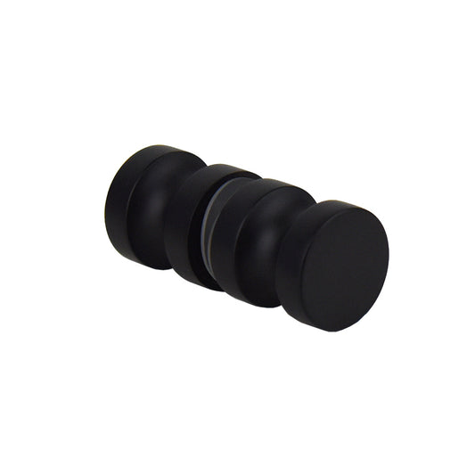 Matte black solid brass shower screen door knob for glass shower doors with rubber glass protection and 10mm screw hole