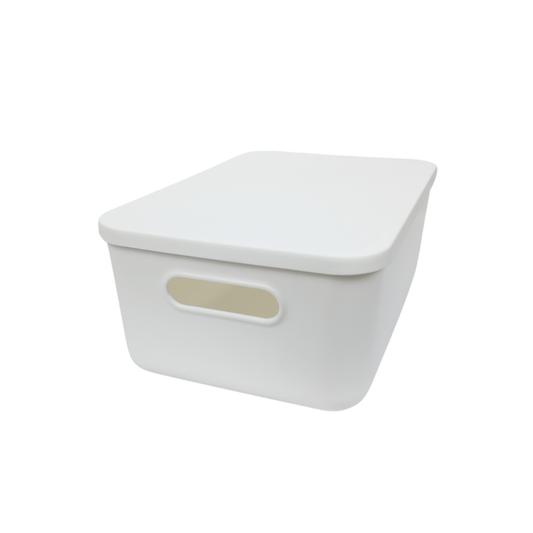 Medium White Storage Tub with Lid-0