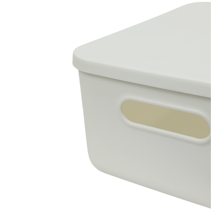 Medium White Storage Tub with Lid-3
