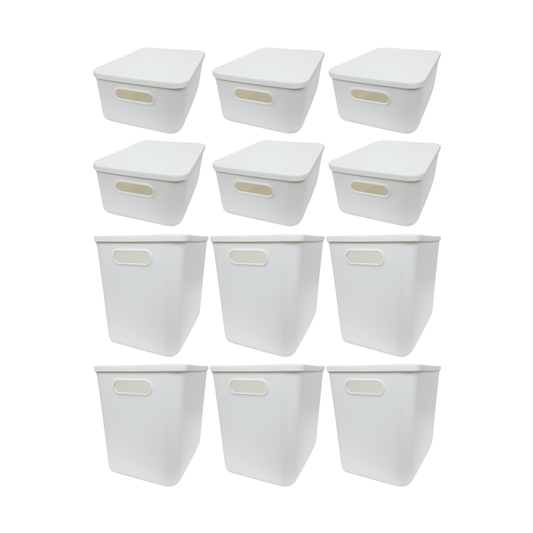 12-Pack White Storage Tubs with Lids-0