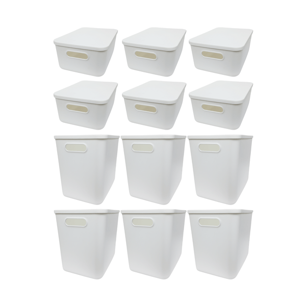 12-Pack White Storage Tubs with Lids-0