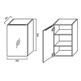 Pencil-Edged Shaving Cabinet 300x600mm