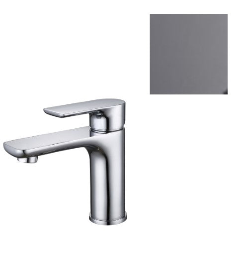 Modern bathroom tap with gunmetal grey finish and easy-to-use single lever control