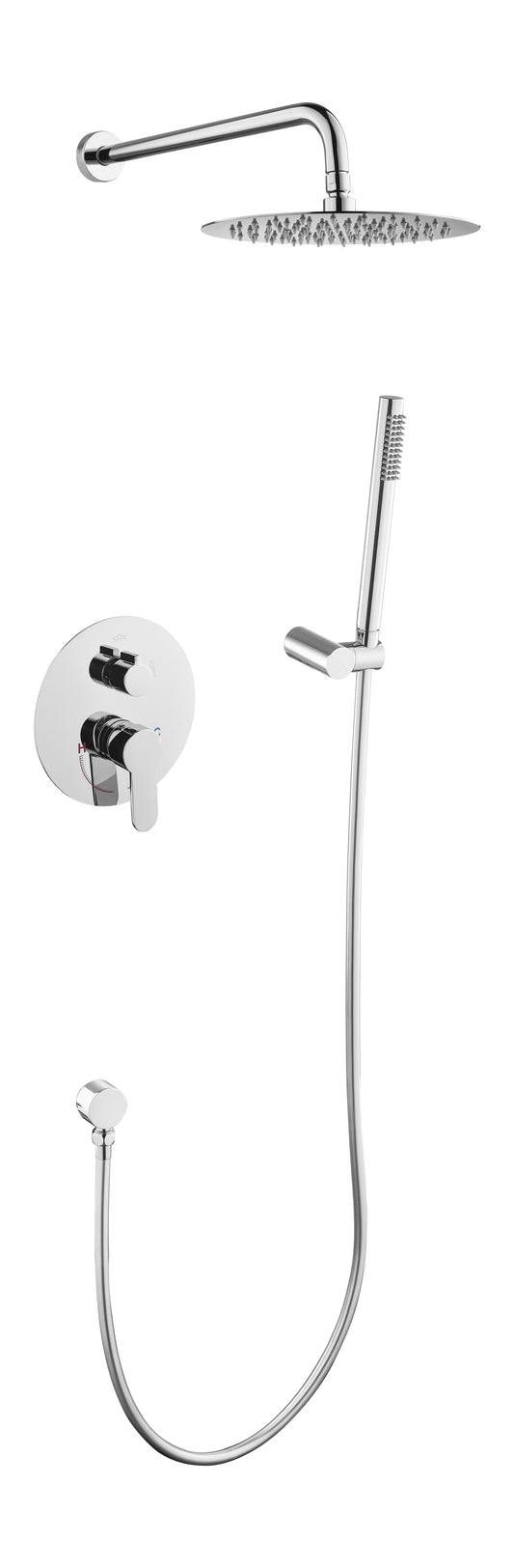 Imperial luxury round concealed shower mixer with overhead rain shower head, featuring a sleek built-in design, multi-function shower, and smooth water control for modern bathrooms.