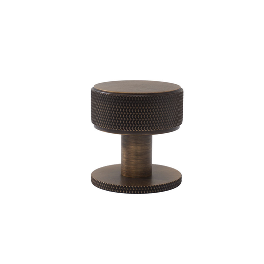 Momo Belgravia knurled solid brass cabinet handle with textured grip, modern luxury kitchen drawer and cupboard pull