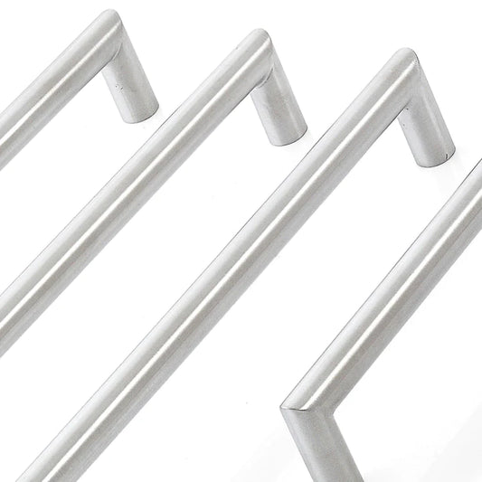Momo Bergamo rounded stainless steel D handle for modern kitchen cabinets and drawers