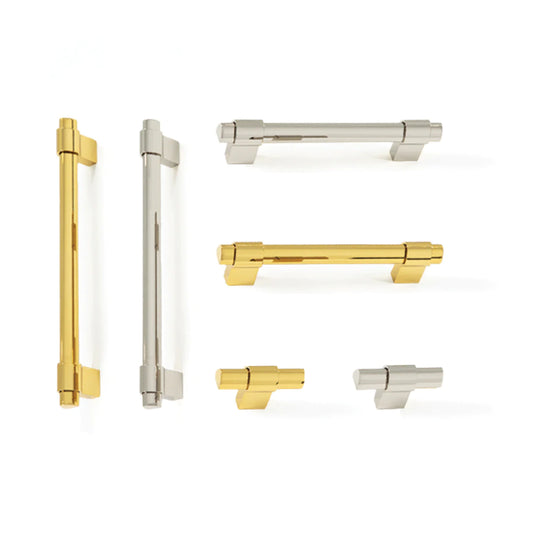 Momo Casper cabinet handle on modern cabinetry, minimalist design pull for kitchen and furniture, contemporary architectural hardware in premium finish