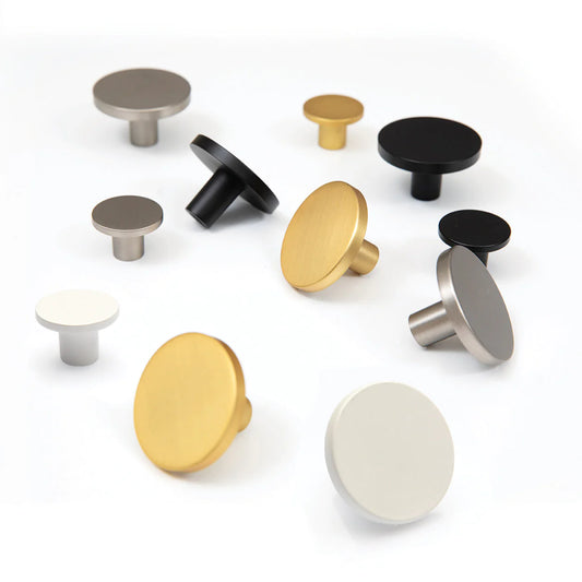 Momo Como round cabinet knob in modern minimalist design, premium hardware for kitchen cabinets and furniture, contemporary interior fittings