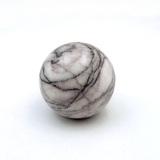 New York marble polished decorative sphere 100mm made from solid natural stone with elegant grey and white veining, ideal for luxury home décor, coffee tables, shelving, offices, and interior styling.