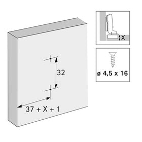 Cross mounting plate with oblong hole height adjustment, nickel plated, Hole line 37 x 32 mm, for screwing on, distance 0.0 mm 9071575