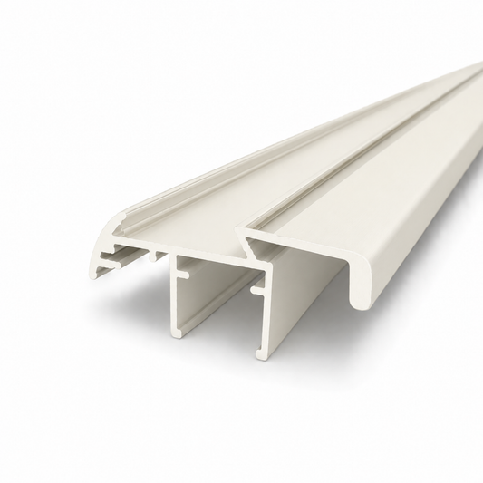 Off white semi frameless wardrobe sliding door grip style aluminium profile for wardrobe door frame installation and smooth sliding system performance