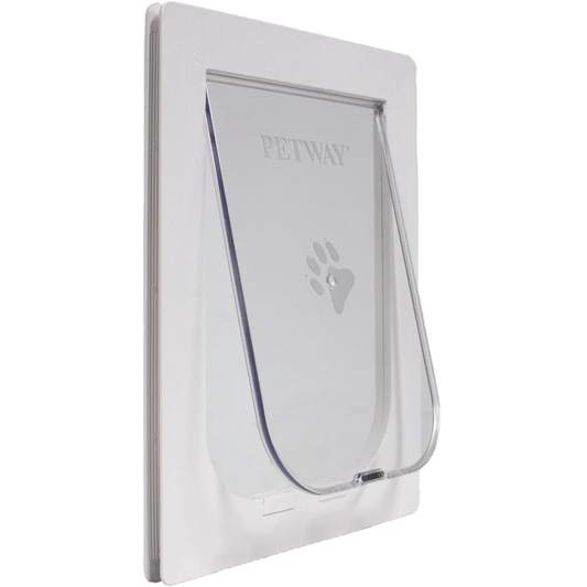Petway Medium black pet door with 305 mm x 225 mm flap opening – easy‑install UV‑stabilised plastic screen pet door