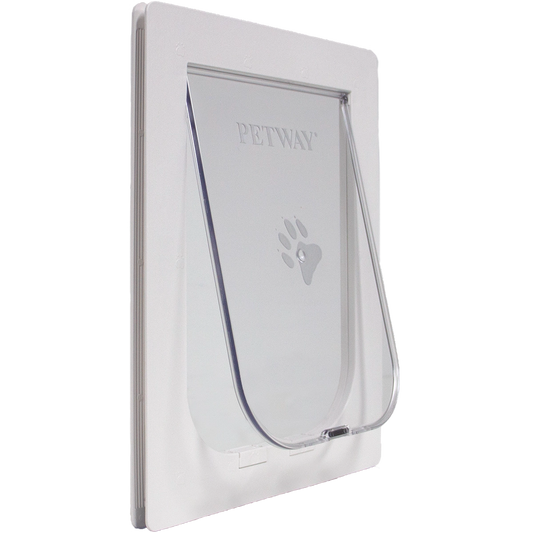 Petway Small Black Pet Door 240mm x 190mm with durable access flap, perfect for cats and small dogs needing easy indoor and outdoor entry.