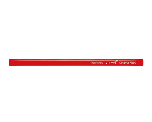 Durable red Pica Classic carpenter pencil, 24cm long with 2H graphite lead – ideal for precise markings in woodworking and construction