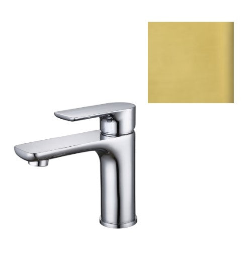 Brushed gold basin mixer tap with modern design, smooth water flow, and durable finish for contemporary bathroom vanities