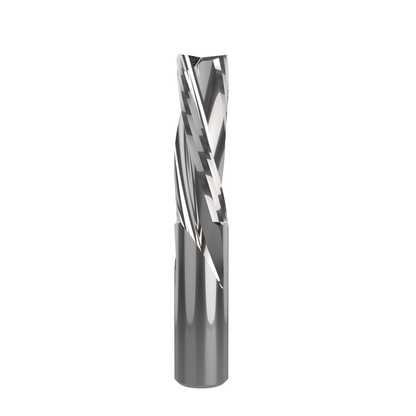3-flute coated finishing spiral router bit, 25mm diameter, 75mm cutting length, precision CNC bit for smooth cuts in wood, MDF, plywood, and laminates