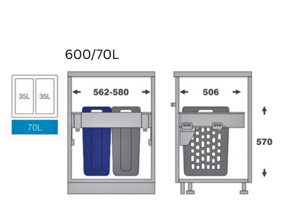 Pull Out hamper - 600mm cabinet