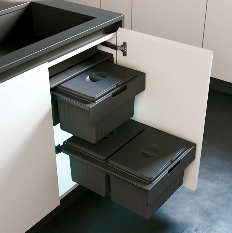 Dual Pull-Out Kitchen Bin – Fits 450mm Cabinet