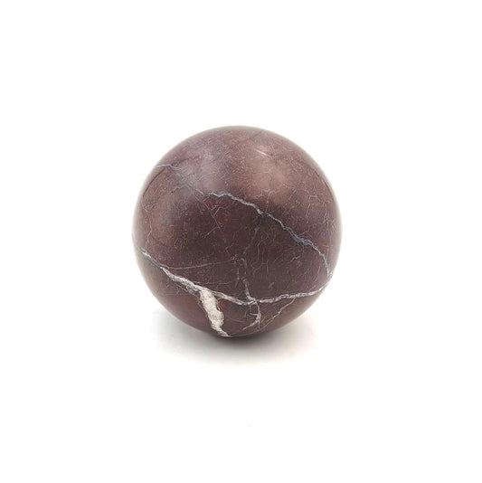 Rosso Levante polished marble decorative sphere 100mm crafted from solid natural stone with rich red tones and striking natural veining, ideal for home décor, coffee tables, shelves, offices, and luxury interior styling.