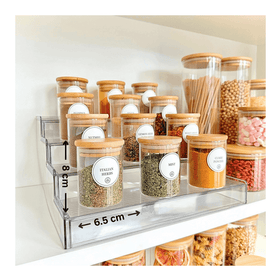 Round Glass Bamboo Herb and Spice Storage Jar Set – 12 Pack