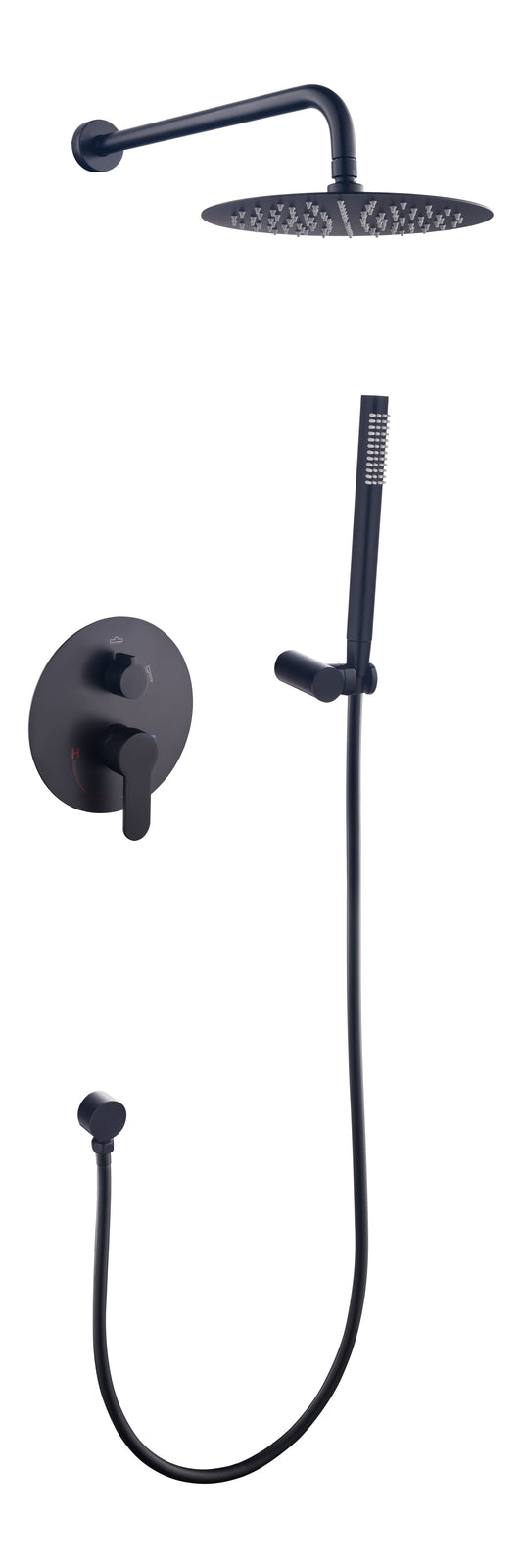 Imperial luxury round concealed shower mixer with overhead rain shower head, featuring a modern built-in design for smooth water control and a luxurious shower experience.