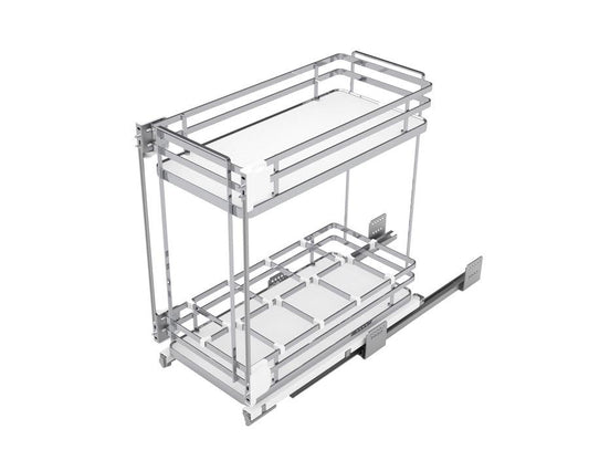 SIGE bottom mount soft close bottle rack for 450mm carcase, pull-out kitchen storage system with chrome finish designed for smooth access, durable organisation, and efficient cabinet storage