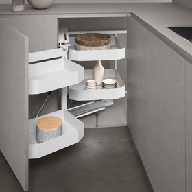 SIGE™ Pro Line 4 Basket Soft Close Corner Pull Out | White | Left Hand Application | (900mm carcase) by W&B