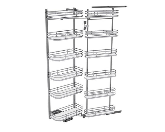 SIGE Twin pull-out soft close pantry system with 12 dispenser storage, designed for 600mm carcase, premium space-saving kitchen organisation solution for smooth access and efficient pantry storage