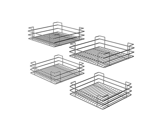 SIGE Valore Spazio 4-corner pull-out system basket set includes 4 baskets, chrome space-saving kitchen storage solution designed for organised corner cabinet access and efficient kitchen organisation