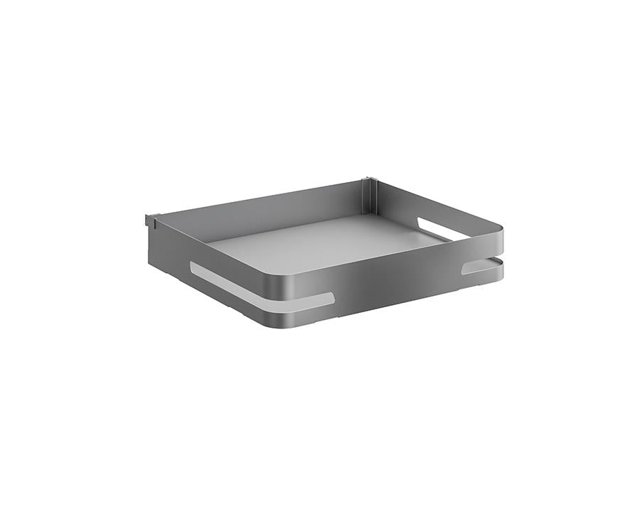 SIGE Materia Basket for Door Follow Pantry | Orion Grey with Silver Grey Base | For 400mm Carcase | (360mm W 500mm D 100mm H) Code Includes 5 Baskets