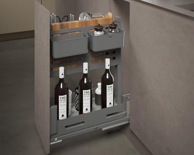 SIGE Materia Pull Out Organiser in Orion Grey | 300mm carcase | 260mm W 495mm D 574mm H | Weight Capacity: 30kg