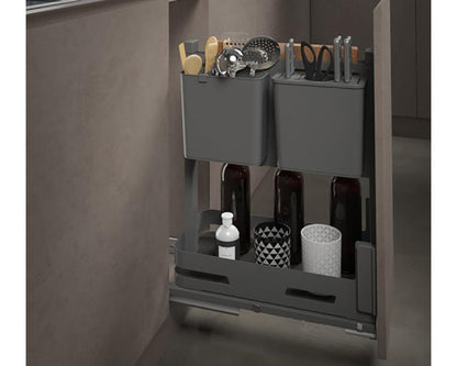 SIGE Materia Pull Out Organiser in Orion Grey | 300mm carcase | 260mm W 495mm D 574mm H | Weight Capacity: 30kg