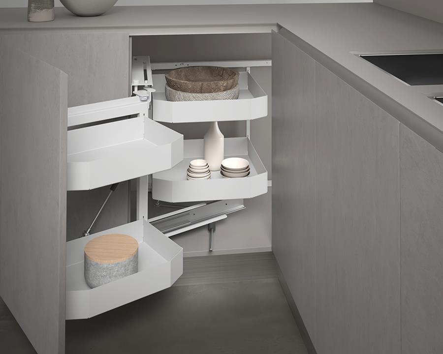 SIGE™ Pro Line 4 Basket Soft Close Corner Pull Out | White | Left Hand Application | (900mm carcase) by W&B