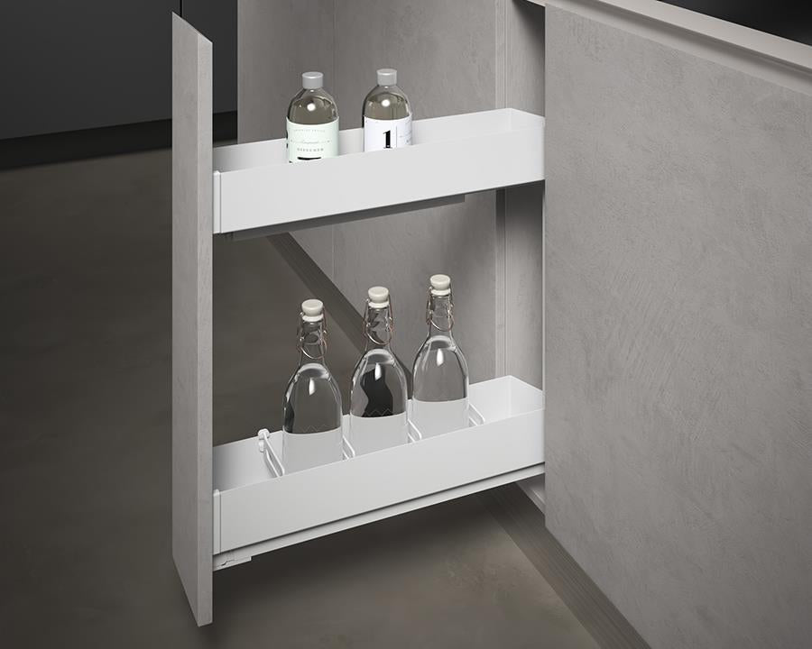 SIGE™ Pro Line Side Mount Soft Close Bottle Rack | White | 200mm Carcase