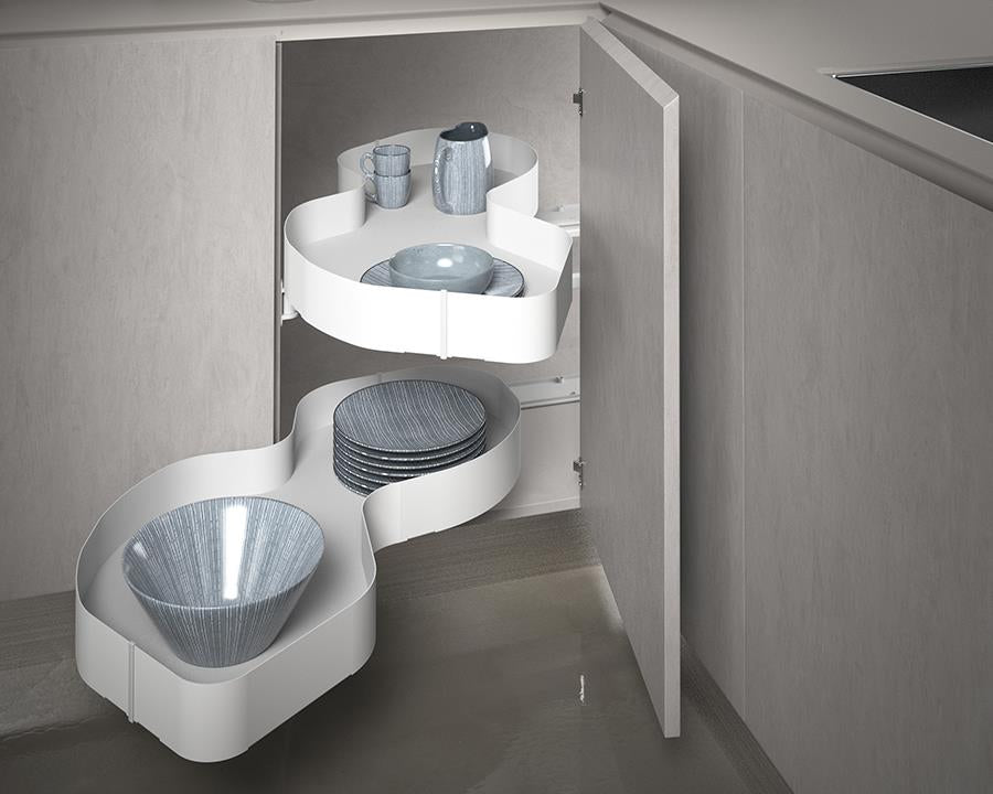 SIGE™ Pro Line Kidney Shelf | White | Left Hand Application | (9900mm Carcase) Sold as Pair