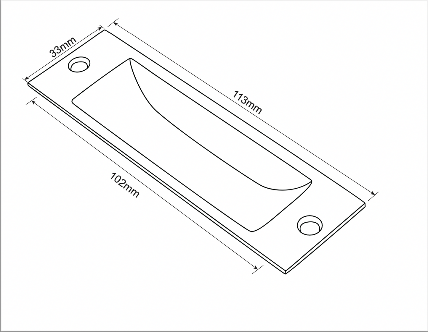 Chrome Flush Pull Handle 33mm