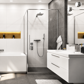 Pivot Door | L Shape | Semi Frameless Shower Screen | 900 x 900mm