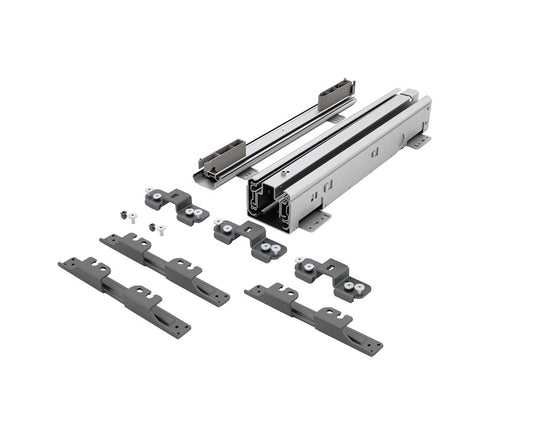 500mm Sige Orion Grey soft close pantry runner and bracket kit for pull-out kitchen storage systems, ensuring smooth sliding functionality