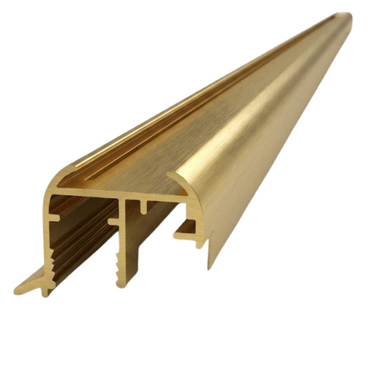 Brushed gold wardrobe grip style 5m aluminium profile for sliding wardrobe doors, durable aluminium handle rail for modern wardrobe systems