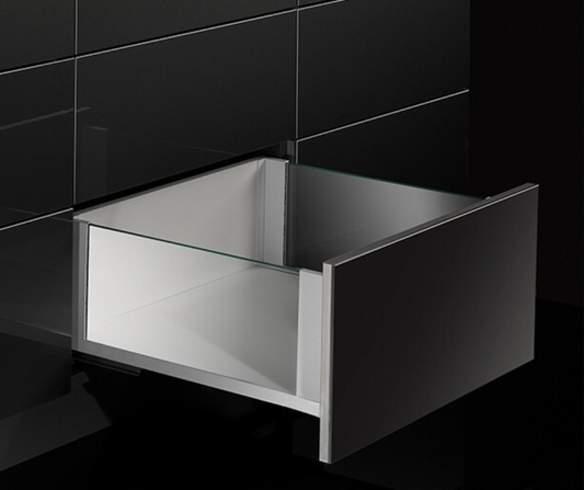 182mm slimline glass drawer system for modern kitchen cabinets and premium joinery projects